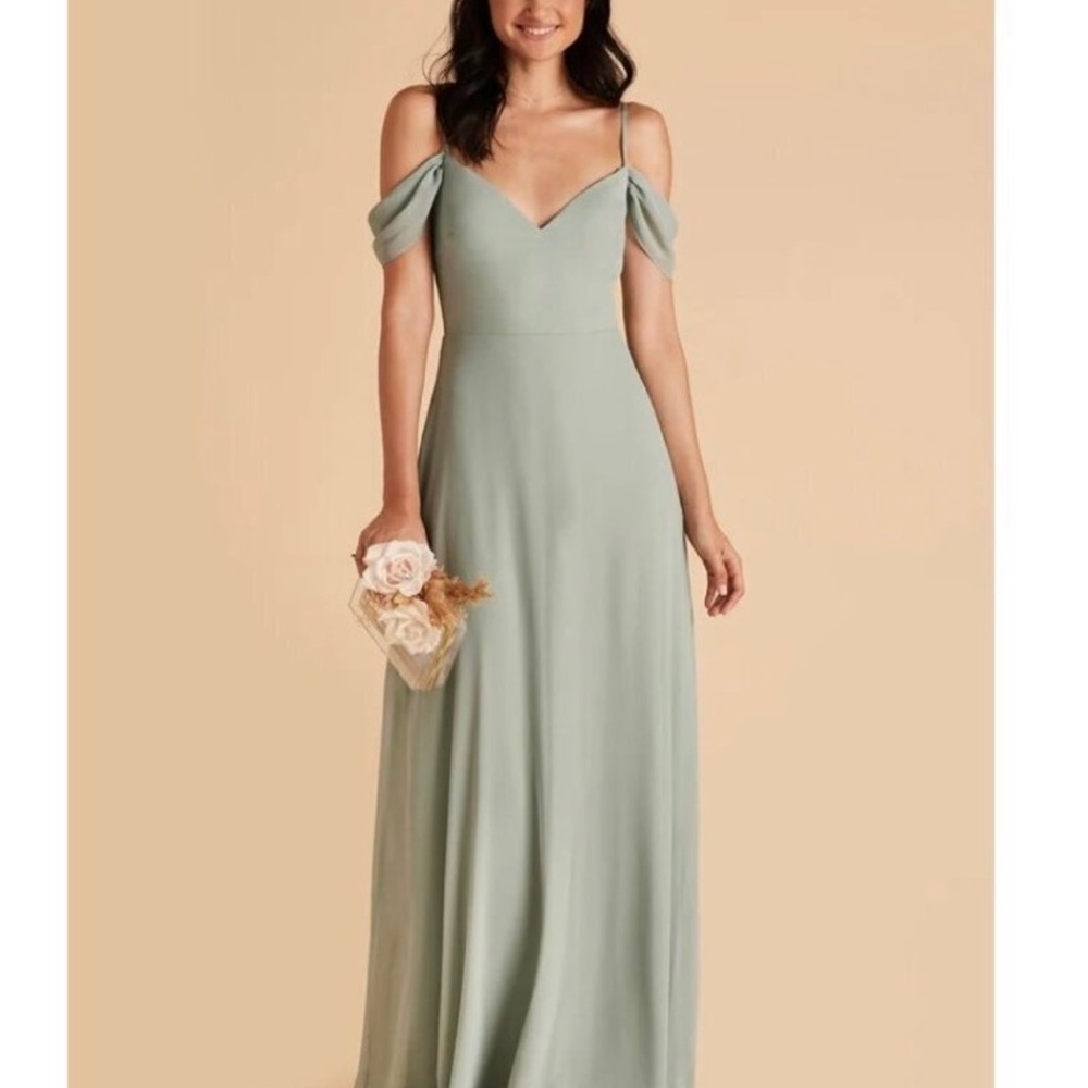 Birdy Grey Devin Convertible Chiffon Sage Maxi Formal Bridesmaid Dress M NWT